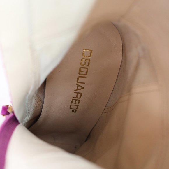 Dsquared2 Pink Leather Knee High Full Zip Boots #137 - Picture 13 of 13